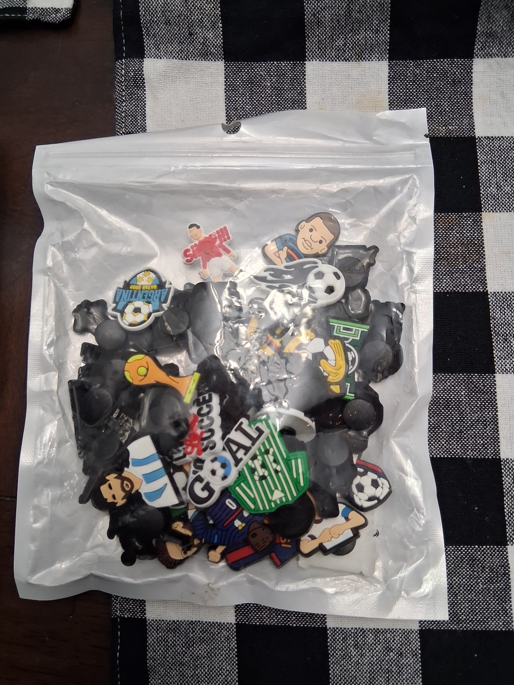 Soccer-Themed Shoe Charms for Kids - Black and Multicolor